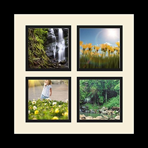 Collage Photo Frame Single Mat with 4-8x10 Openings Satin Black Frame Q212707
