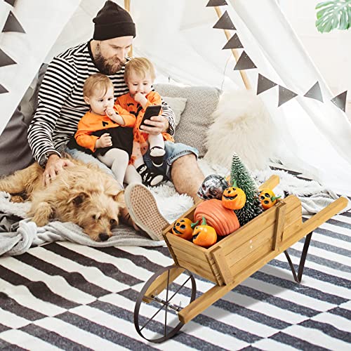 Red Wood Wagon Planter with 9 Magnetic Accessories M132576