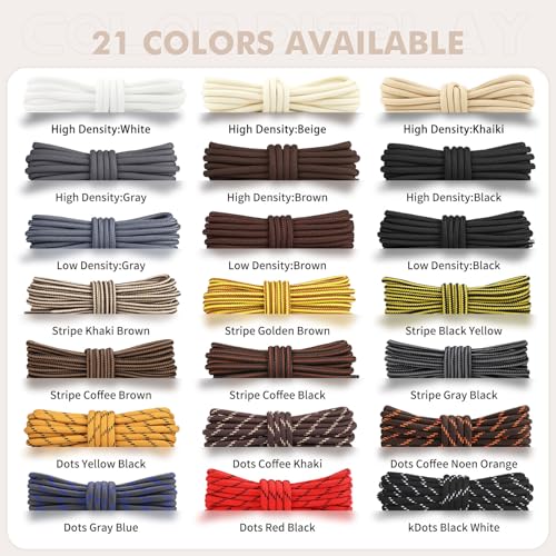 Round Shoelaces 2 Pairs Heavy Duty Work Boots Y860545