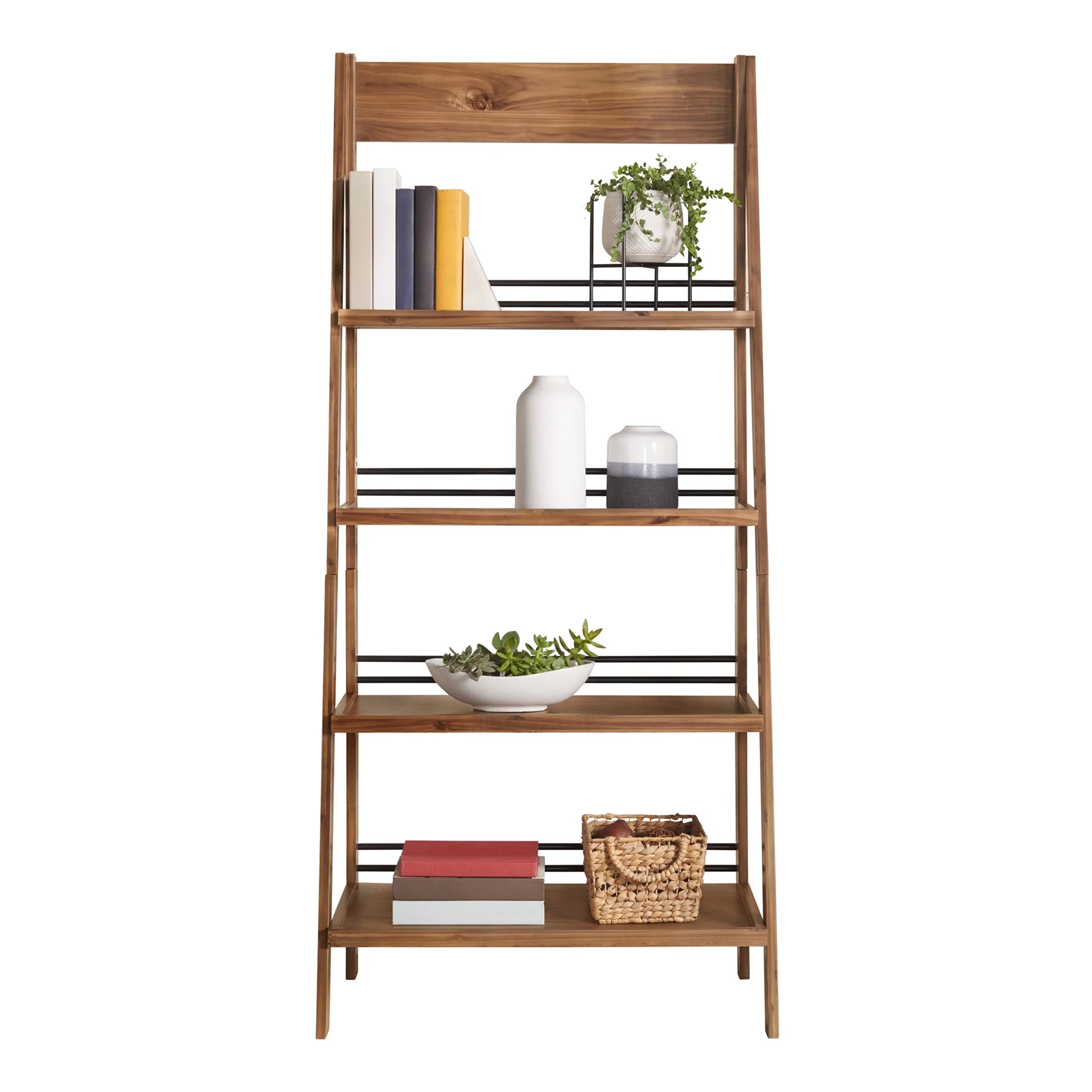 4-Tier Tall Ladder Bookshelf (Walnut) I1734