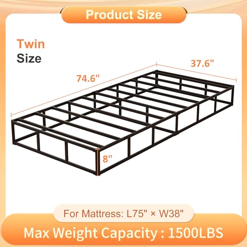 Black 9 Inch Metal Queen Box Spring with Fabric Cover L941355