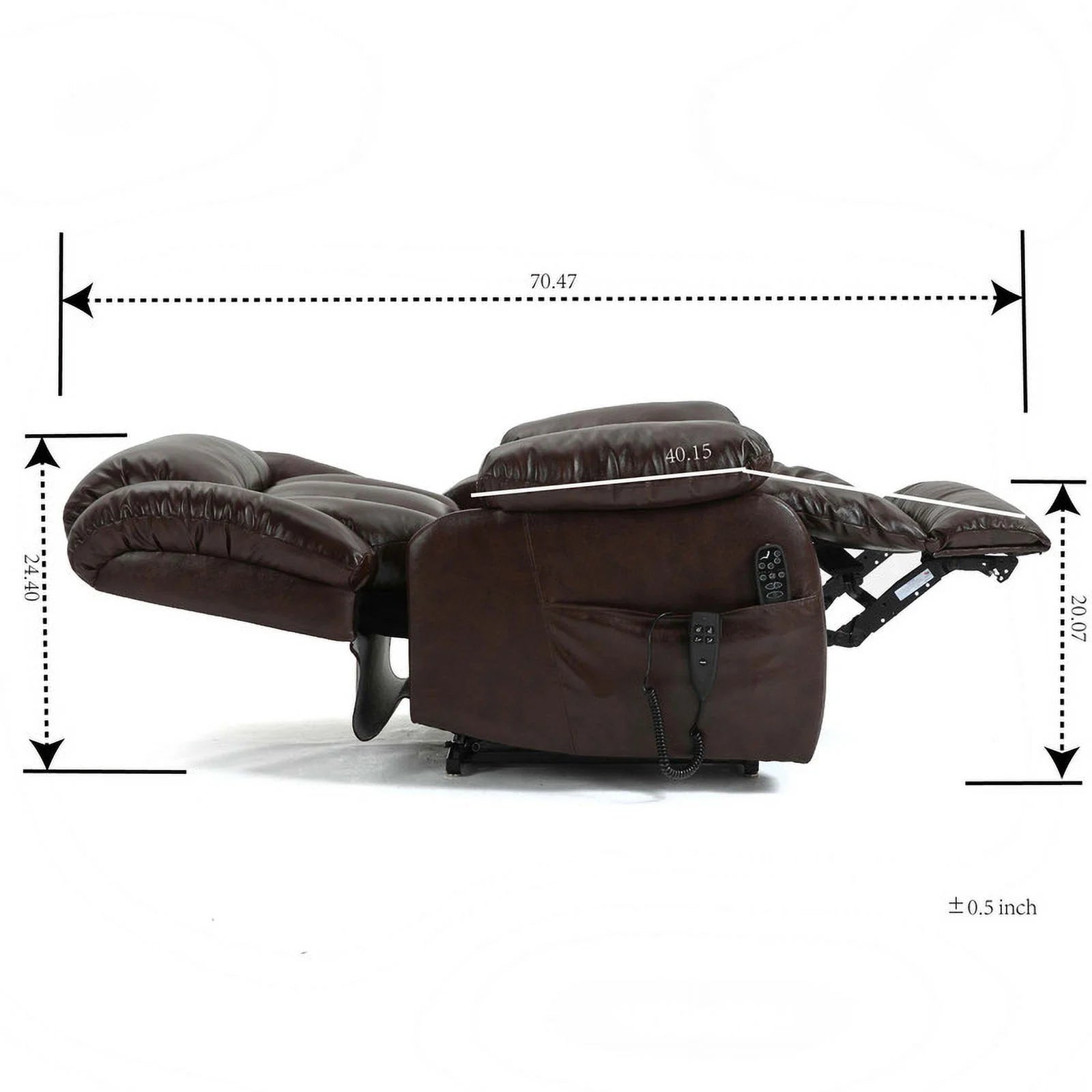 Brown Leather Electric Power Lift Recliner Chair with 8-Point Vibration Massage Lumbar Heating O6063