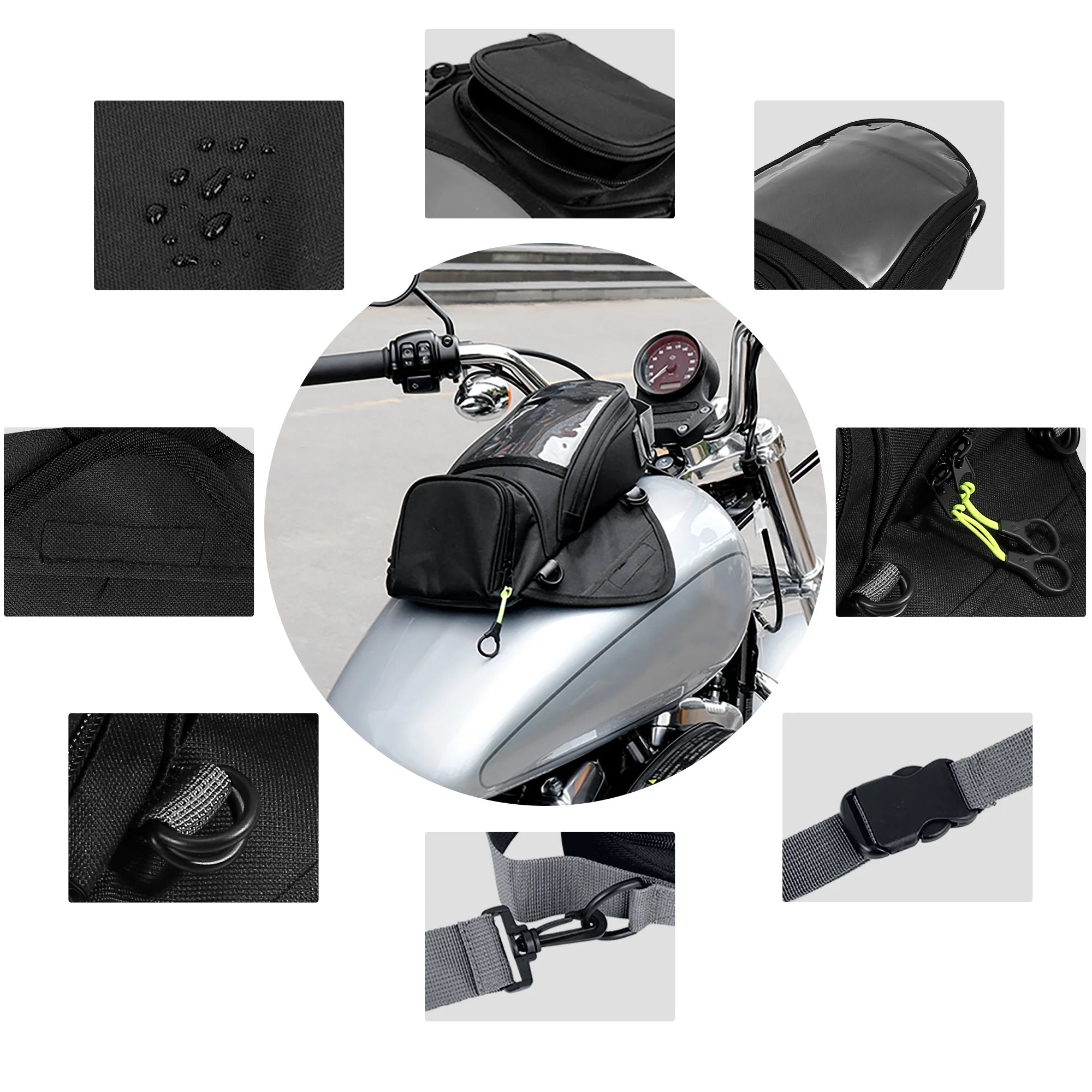 Black Waterproof Magnetic Motorcycle Tank Bag B3591