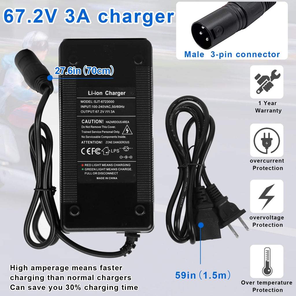 60V 20Ah Lithium Ion Electric Bike Battery with 3A Charger S799