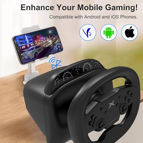 270 Degree Wireless Gaming Steering Wheel with Dual-Vibration Motors (black) U8842