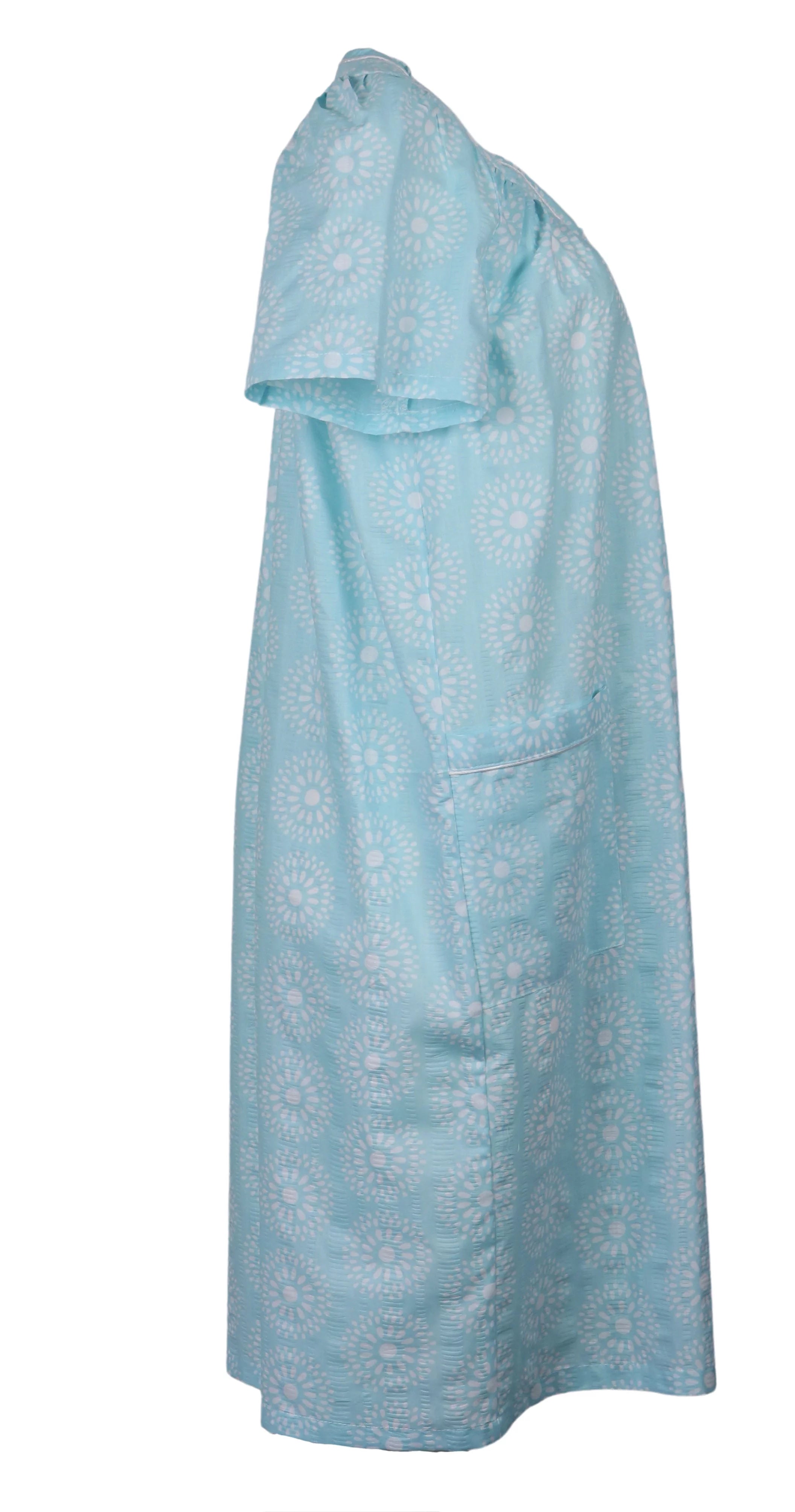 Aqua Snap-Front Duster Robe With Pockets Y984
