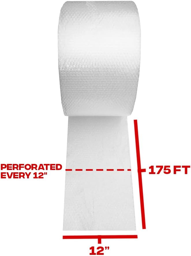 Bubble Cushioning Wrap 3/16" 700 ft. x 12" Perforated Every 12" Small Padding M44556