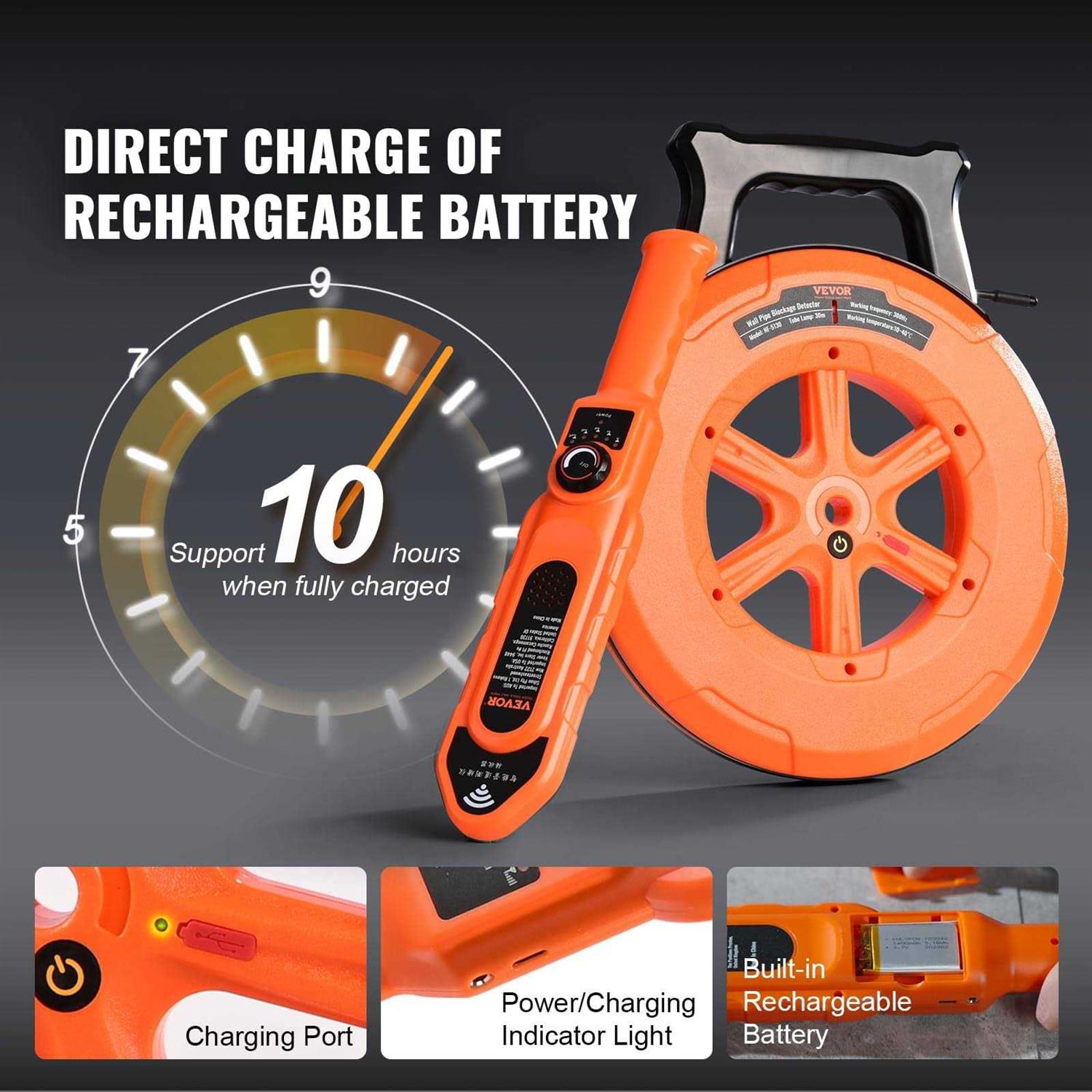 Pipe Blockage Detector Locators 100ft 30m Waterproof E7848