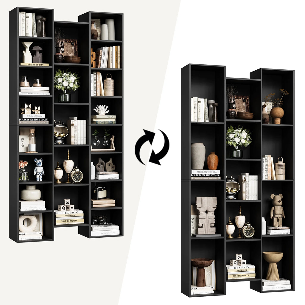 Black 21-Cube Bookcase with Adjustable Shelves X50423