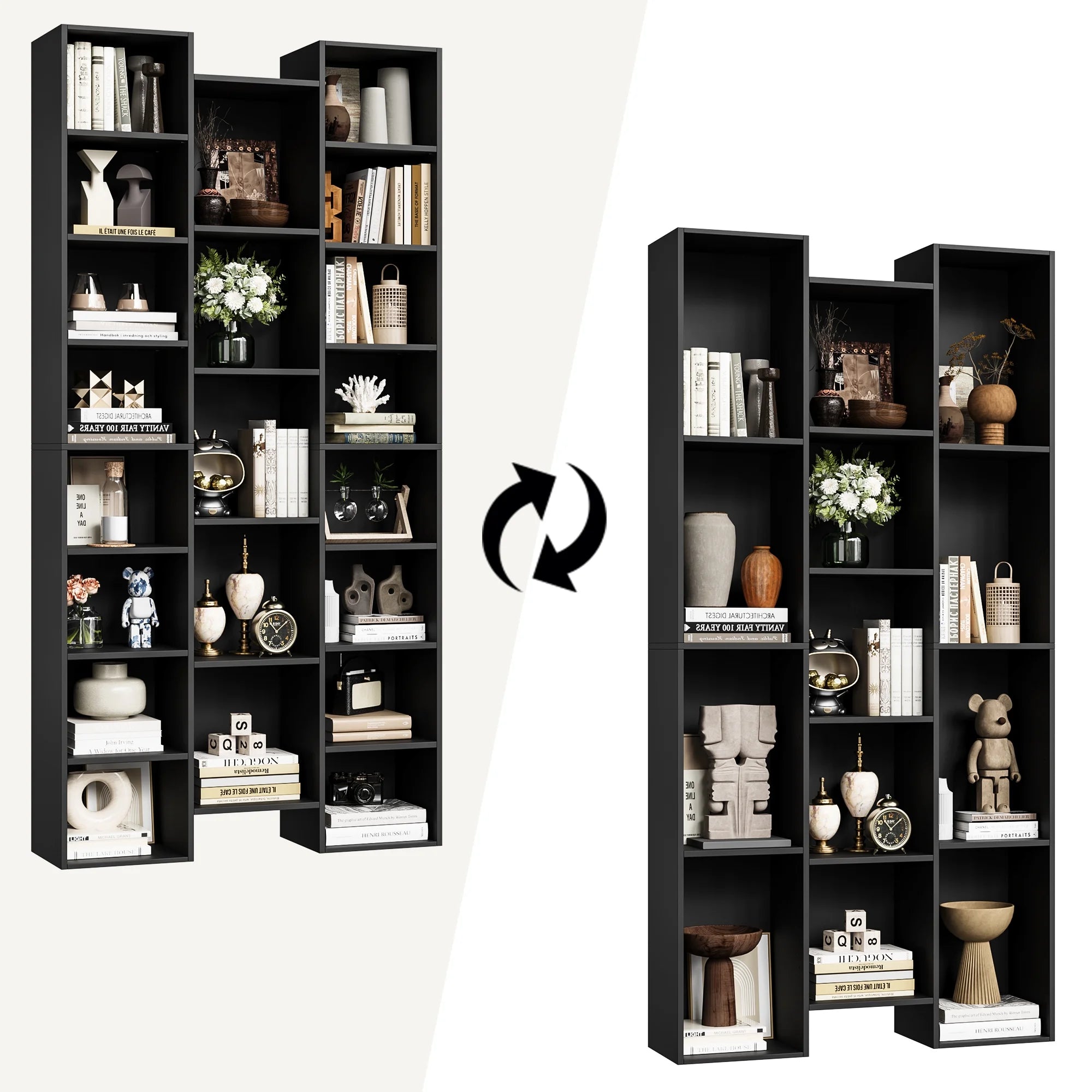 Black 21-Cube Bookcase with Adjustable Shelves X50423