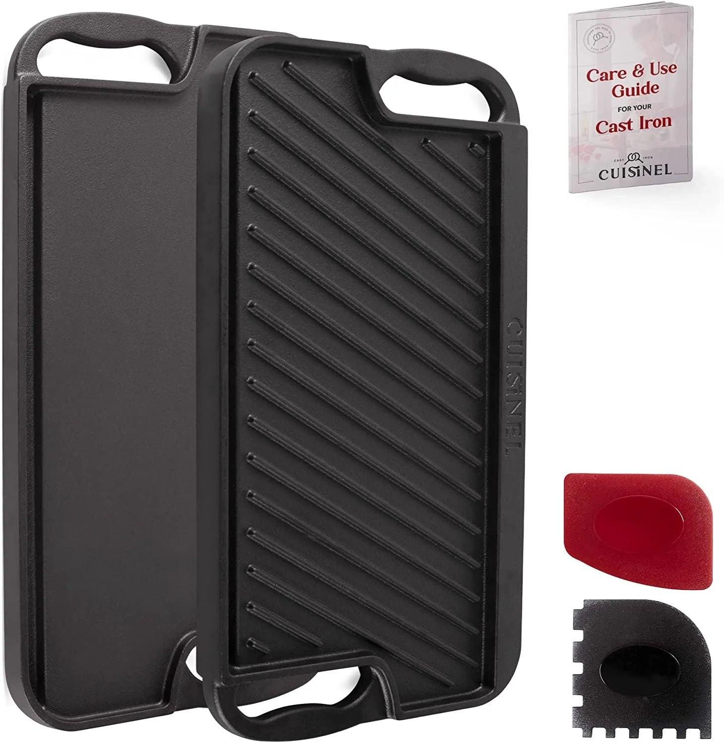 Reversible Pre-Seasoned Cast Iron Griddle with Scraper M703228