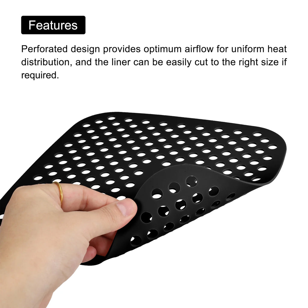 Reusable Silicone Air Fryer Liners 8.5x8.5 Inch Black/Red, Pack of 2 M894076