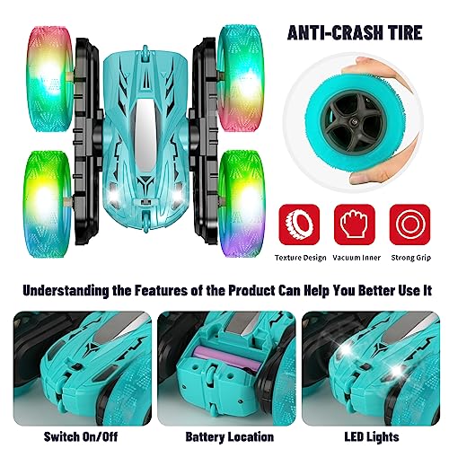 Yellow 360° Rotating 2.4Ghz Double-Sided Driving Stunt Car F33379