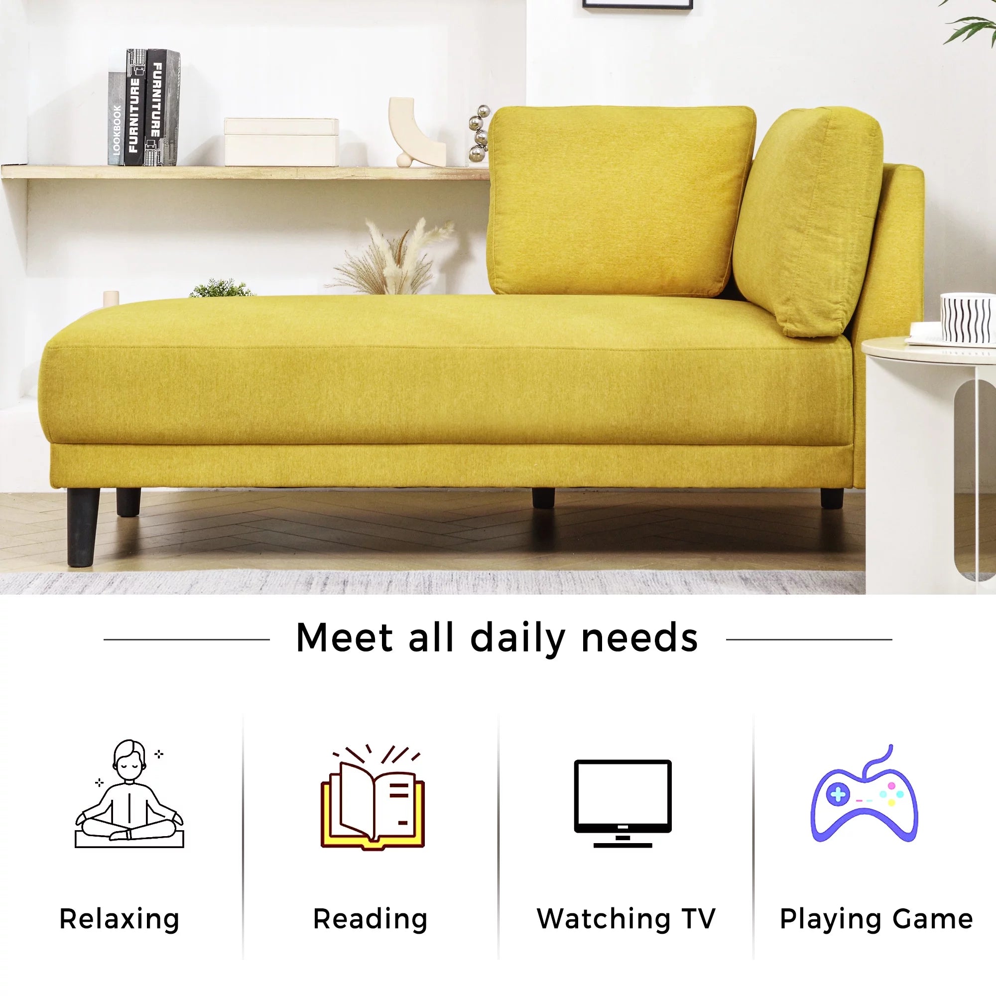 Yellow Chaise Lounge Chairs with Arms X551644