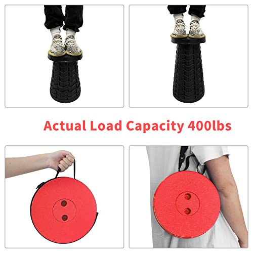Portable Collapsible Telescoping Stool Lightweight Max Load 400lbs Retractable Folding Stool (red) R640