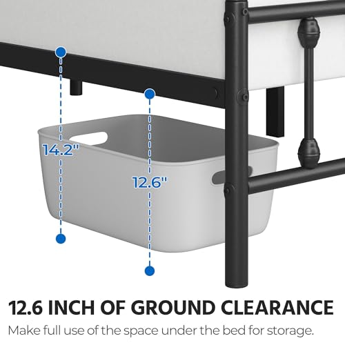 Black Full Size Metal Platform Bed Frame with Headboard B475177
