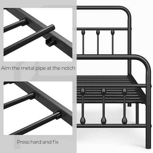 Black Full Size Metal Platform Bed Frame with Headboard B475177