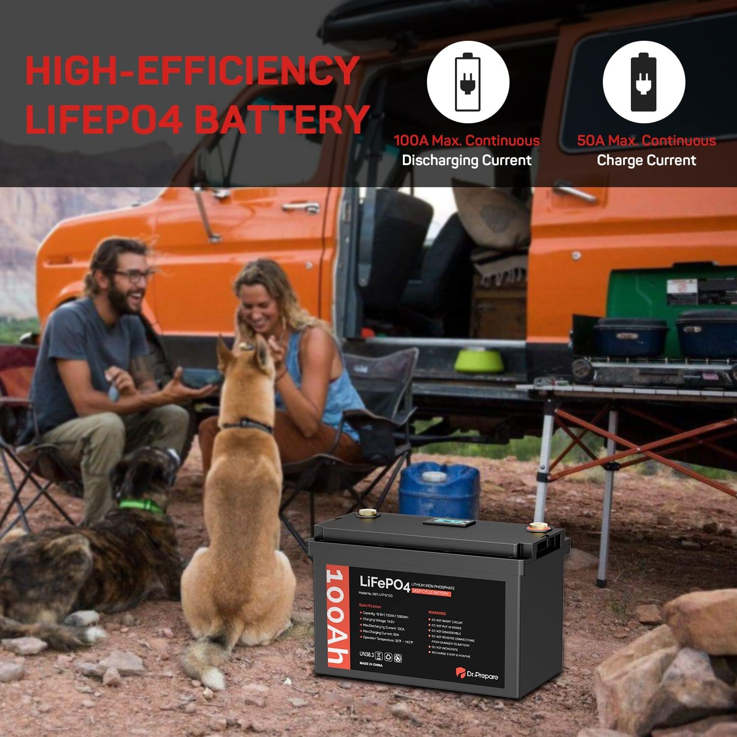 12V 100Ah LiFePO4 Lithium Deep Cycle Battery with Monitor Screen K918163