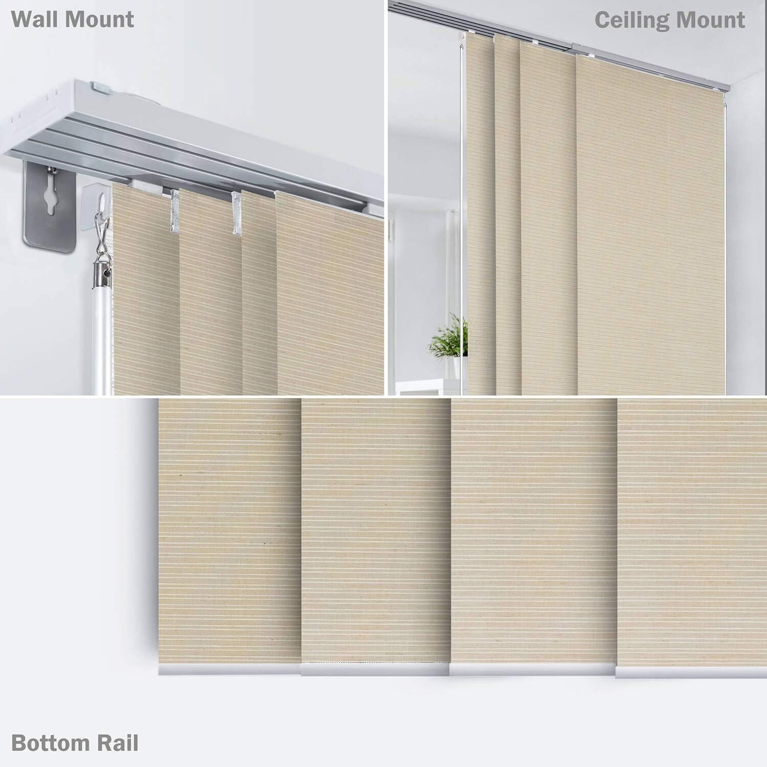 Adjustable Panel Track Sliding Glass Door Blinds 45.8"-86" W x 96" H M575