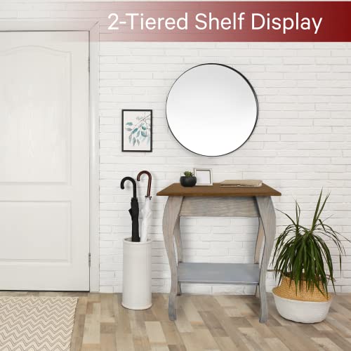 Mocha Wooden End Table with 2-Tiered Shelves C6603