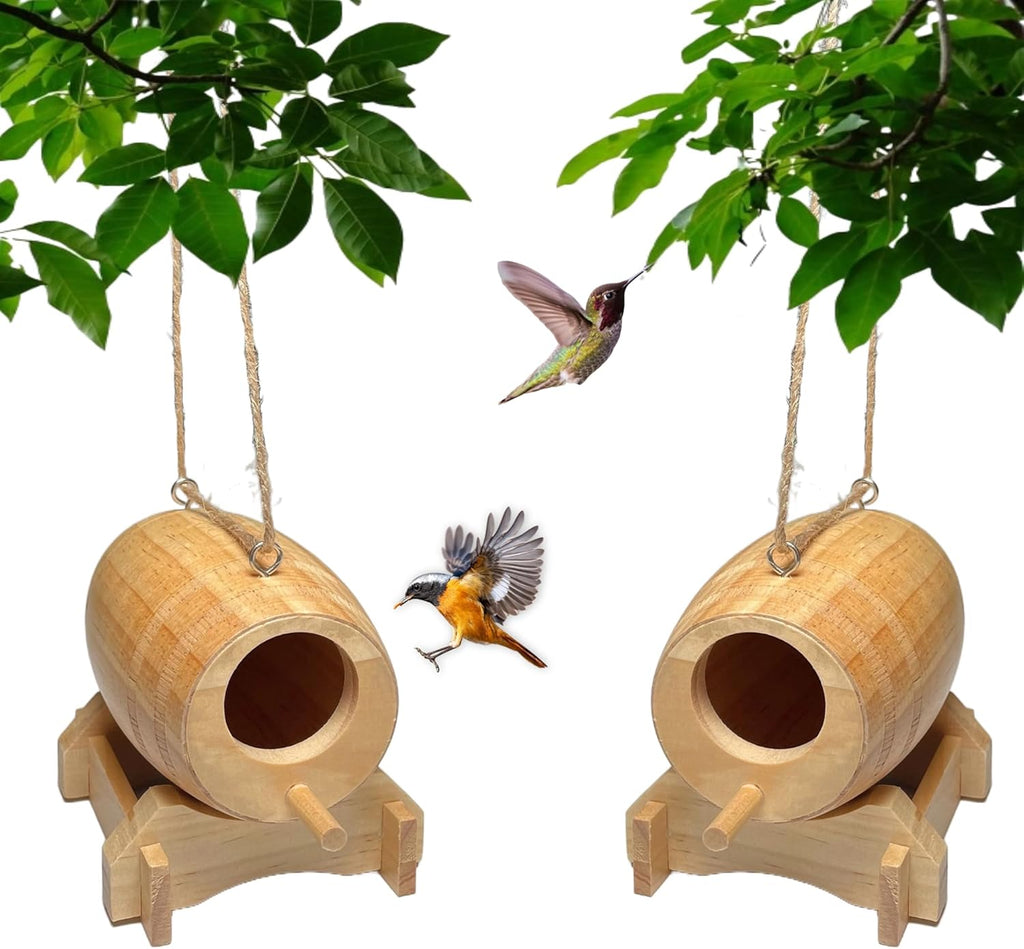 2 Pack Natural Wooden Hummingbird House X591