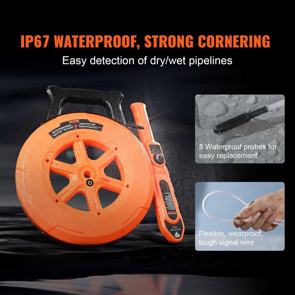 Pipe Blockage Detector Locators 100ft 30m Waterproof E7848