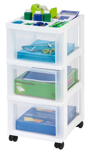 White 10-Drawer Plastic Rolling Cart with Wheels L76870