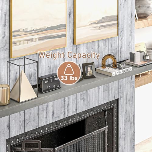 Walnut Brown Solid Fir Wood Fireplace Mantel Shelf W1596