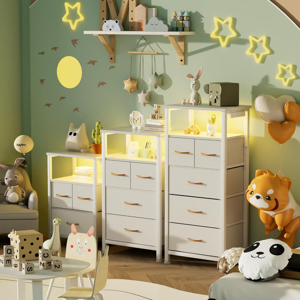 Nightstand Set of 2 with Charging Station and Led Light R120976