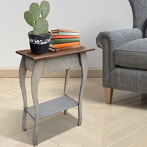 Mocha Wooden End Table with 2-Tiered Shelves C6603