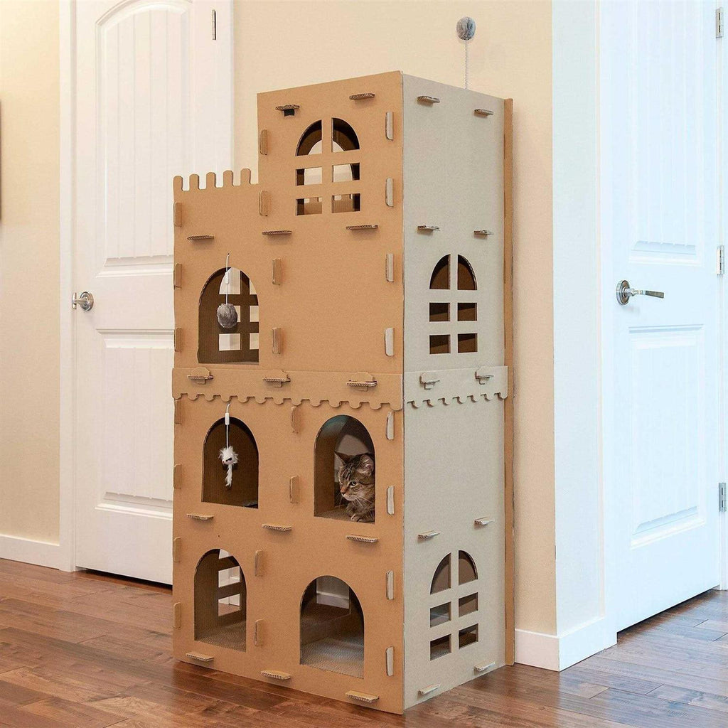 Corrugated Cat Scratcher House with Catnip Y81957