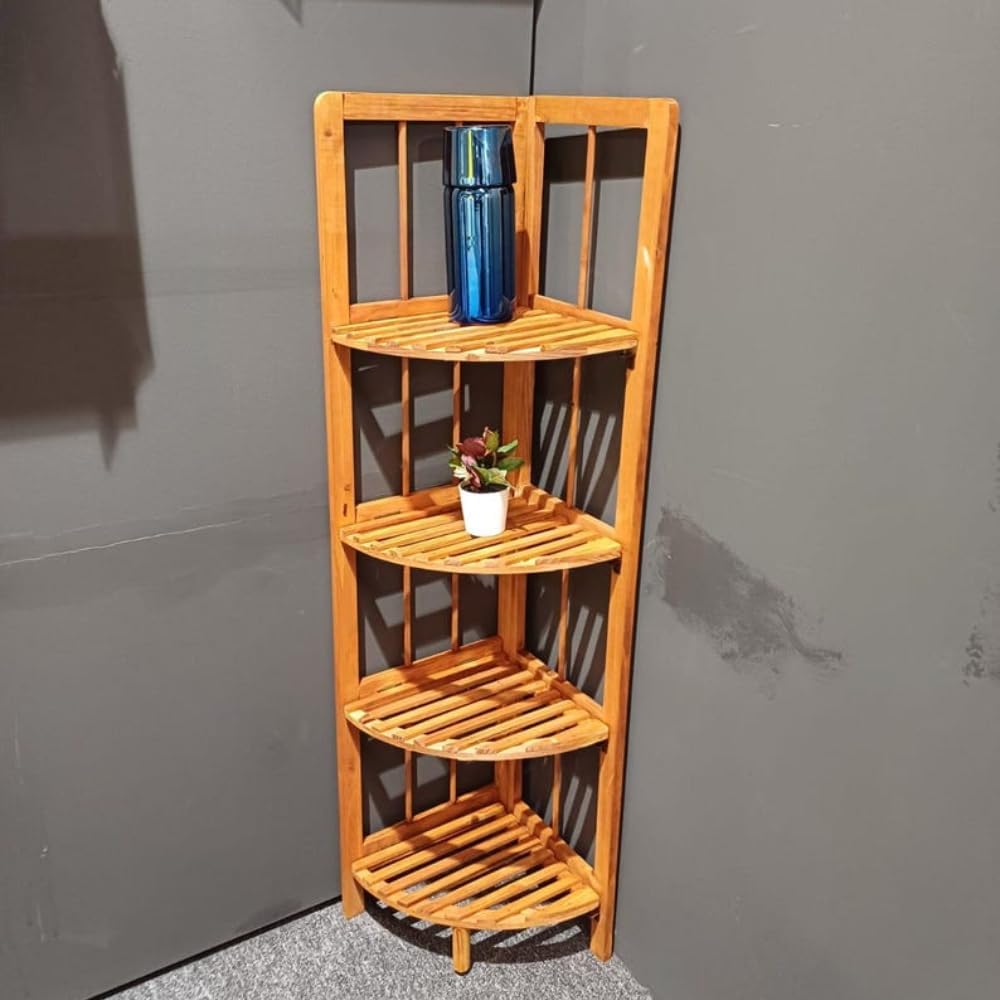 4-Tier Open Wooden Corner Shelf, 11" W x 43" H x 11" D B15202