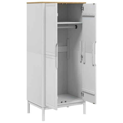 Brown Solid Wood Pine Wardrobe Closet with 1 Large Compartment and Doors X967