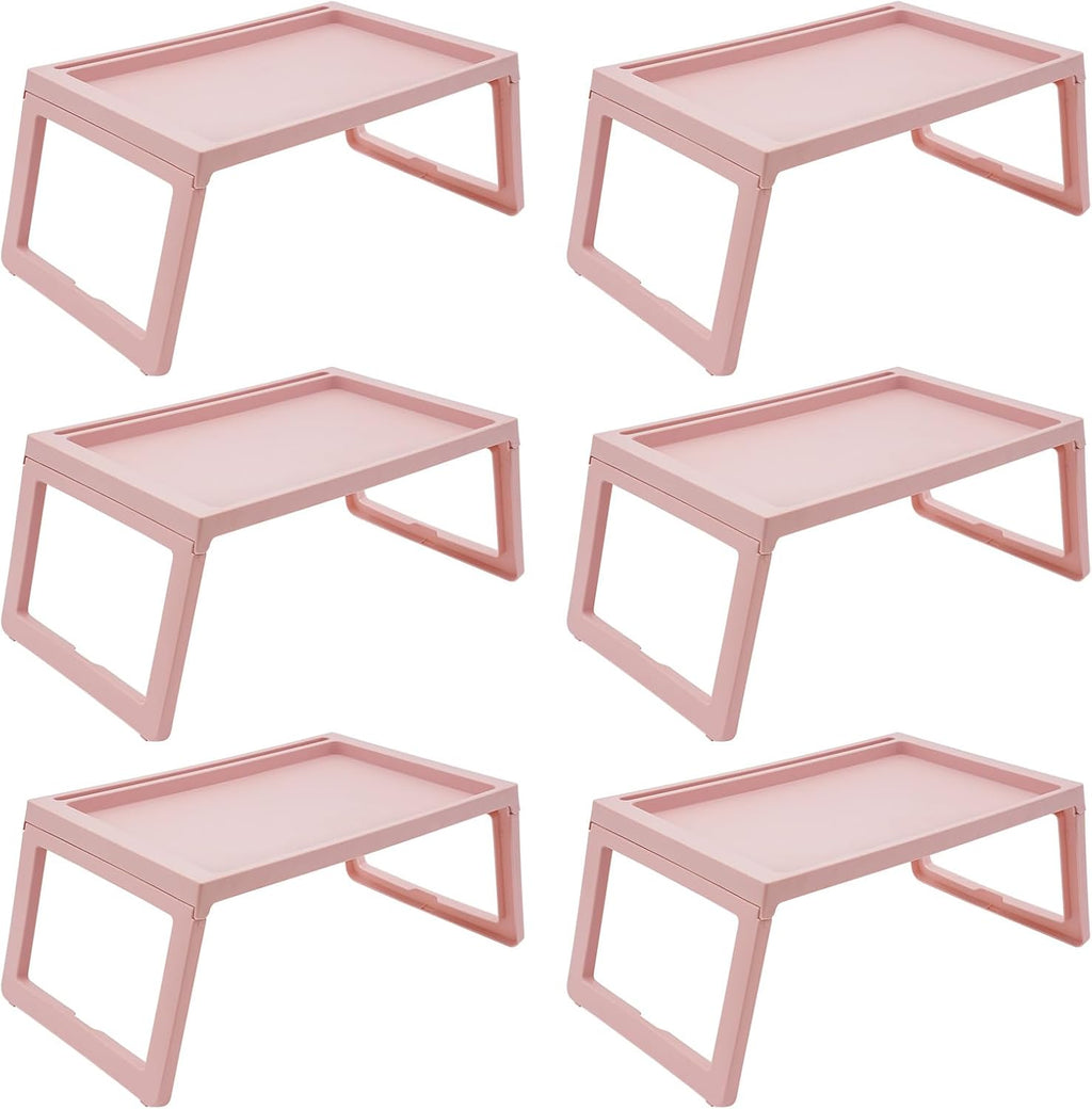 6 Pcs Pink Plastic Folding Breakfast Tray J8688