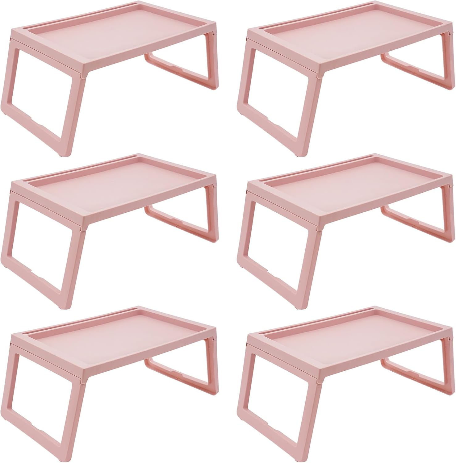 6 Pcs Pink Plastic Folding Breakfast Tray J8688