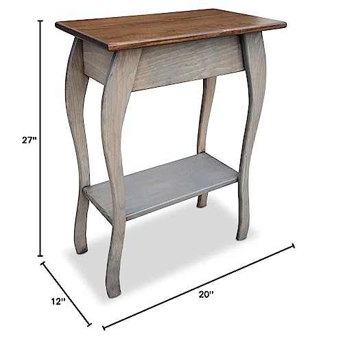 Mocha Wooden End Table with 2-Tiered Shelves C6603