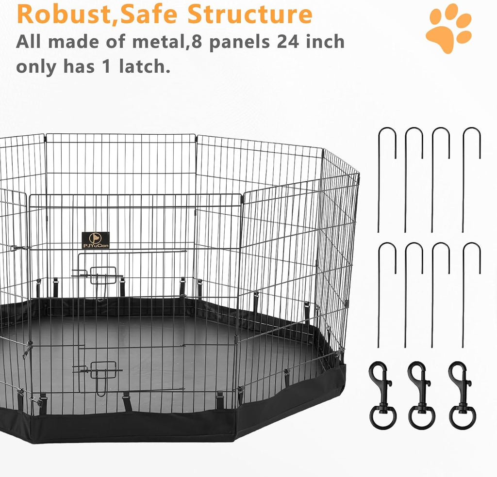 8 Panel 24" W x 36" H Foldable Metal Pet Playpen with Door H522