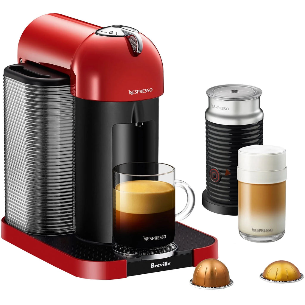 Chrome Single-Serve Coffee & Espresso Machine and Black Milk Frother G169028