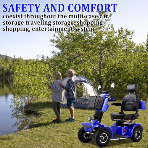 4 Wheel 500lbs Capacity Electric Powered Mobility Scooter with Adjustable Seat and Rear Basket E5213