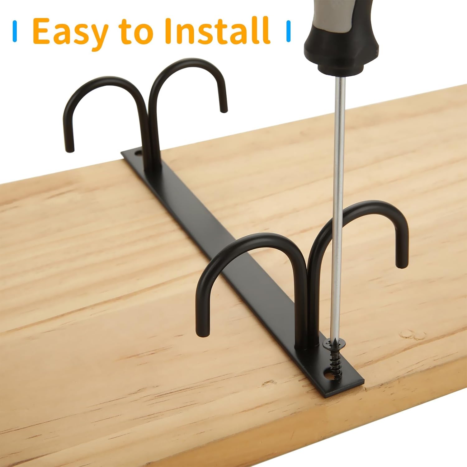 6 Pack Black Under Cabinet Mug Rack with 24 Hooks Z18074