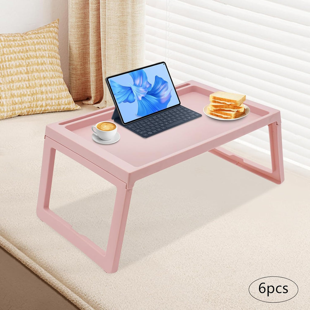 6 Pcs Pink Plastic Folding Breakfast Tray J8688