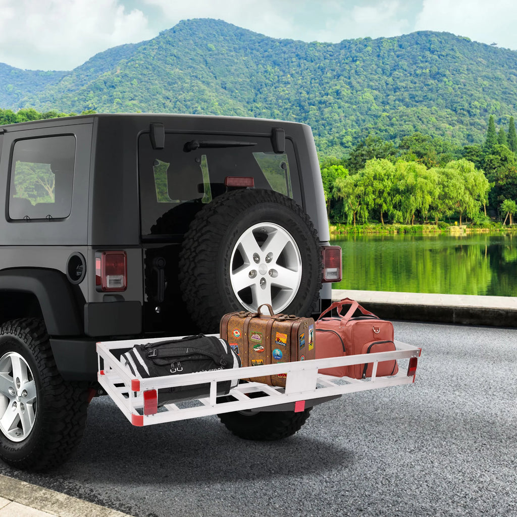 Aluminum Hitch Mounted Cargo Carrier with High Side Rails for 2" Receiver S181