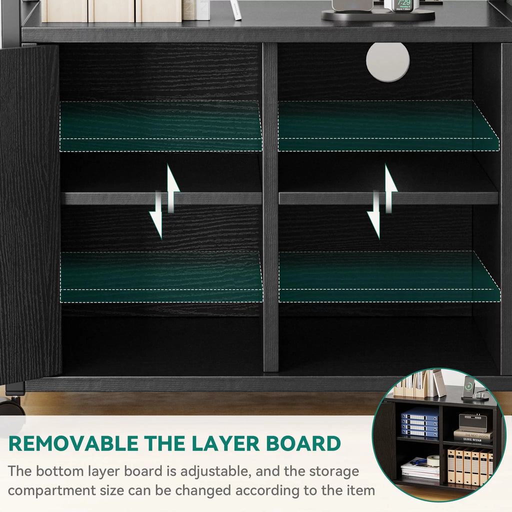 Black Lateral File Cabinet with Charging Station X690545
