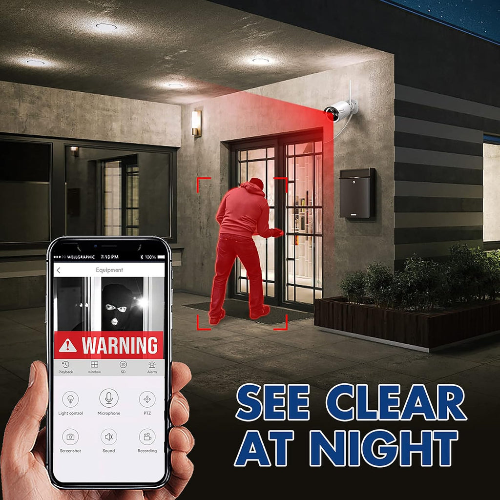 Wireless Security Camera System with 1TB Hard Drive, 1080P, IP66 Weatherproof Indoor Outdoor Camera D8807