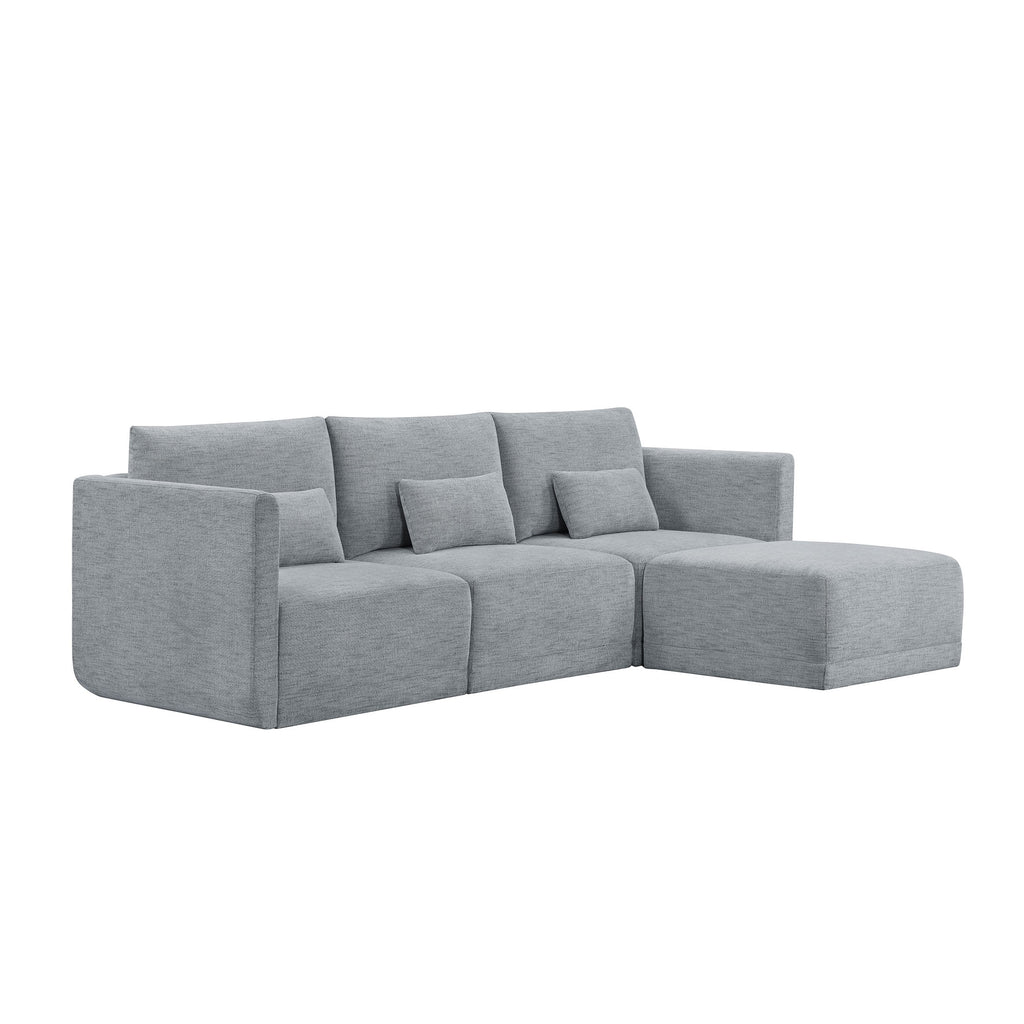 Gray Fabric Modular Sectional Sofa with Ottoman F16920