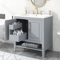 White Solid Wood Bathroom Vanity with Sink and 2 Soft Closing Doors and Drawer Y621802