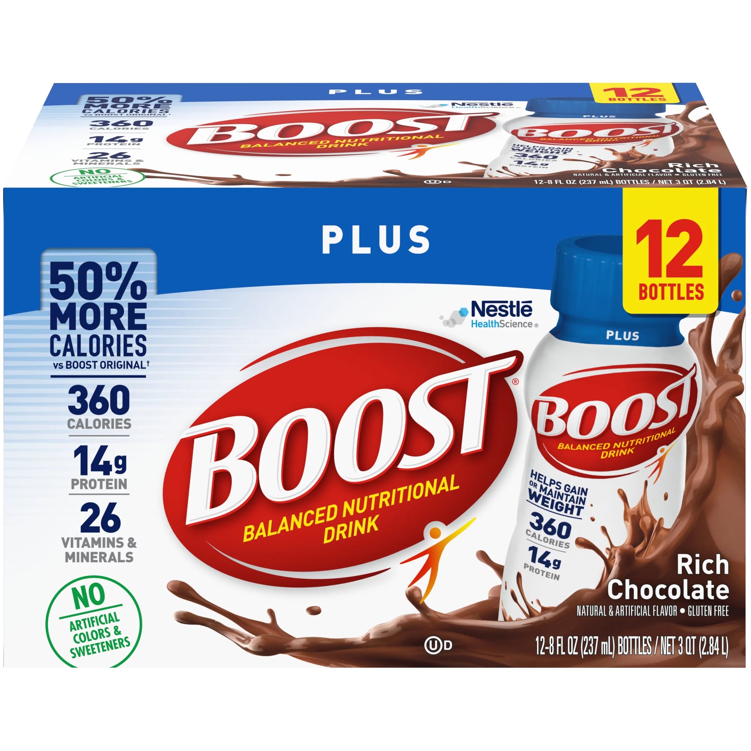 Rich Chocolate Nutritional Drink, 14g Protein, 12-8 fl oz Bottles V7212