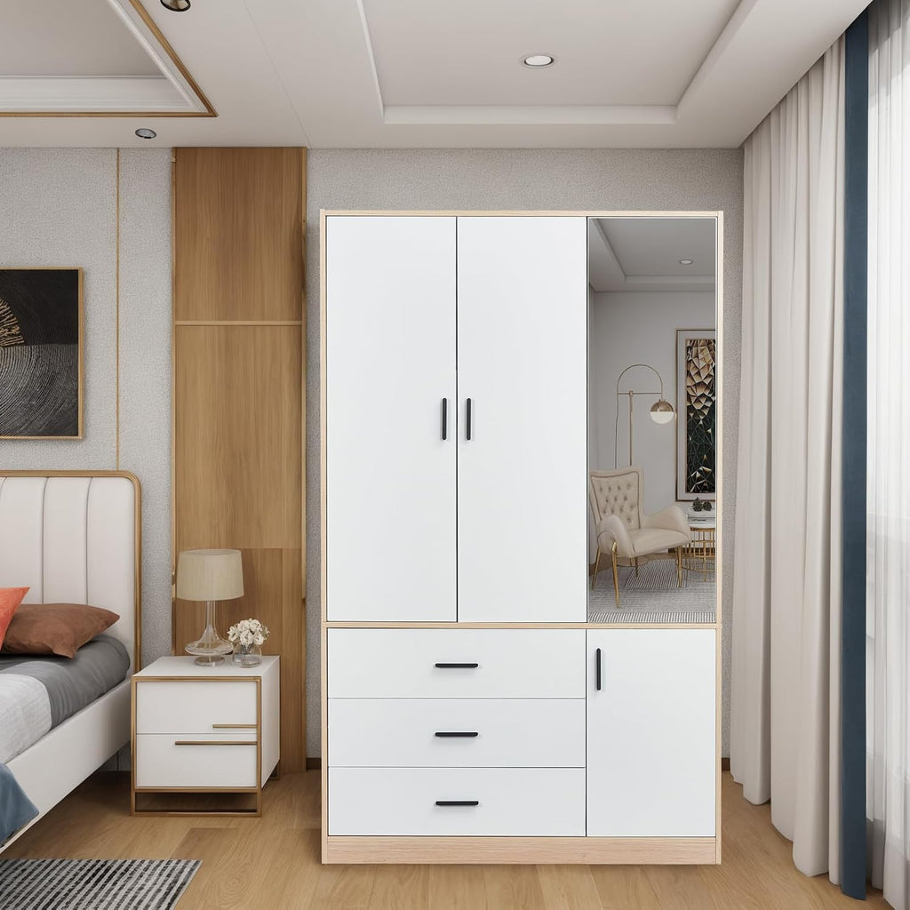 Wooden Wardrobe Closet with 3 Drawers and 2 Doors C8578