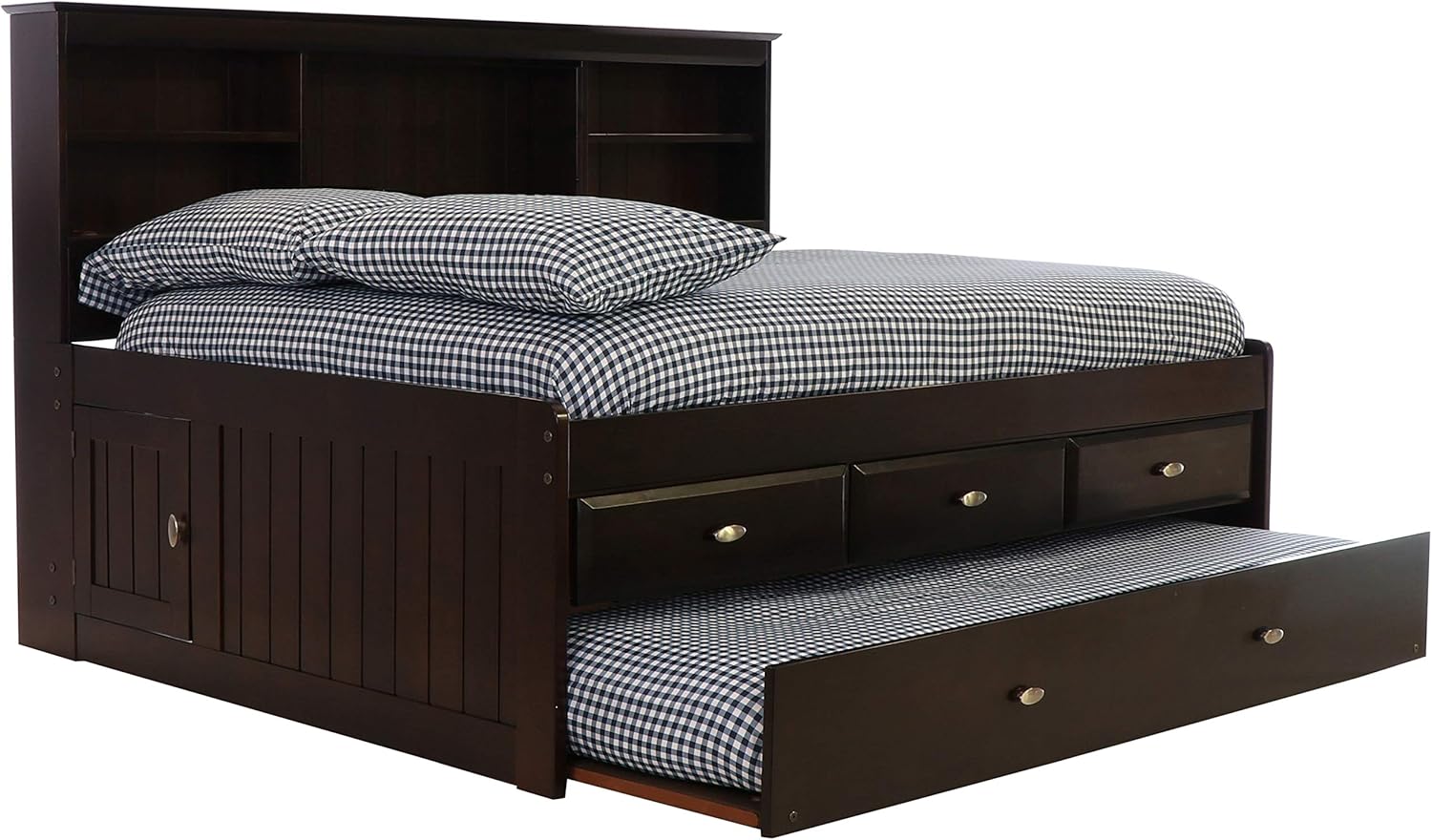 Full Bookcase Daybed with 3 Drawers & Trundle Espresso M882188