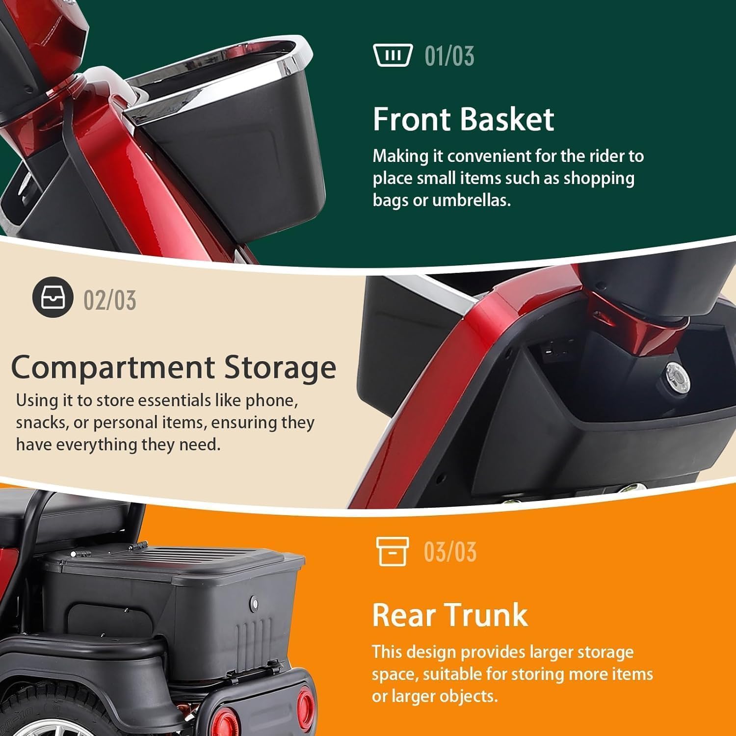 Red 4 Wheel Mobility Scooter 500lbs Capacity N574019